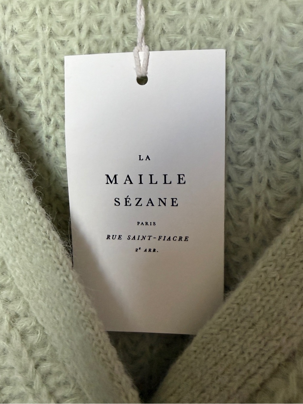 Sezane Alpaca Soft Mint Green Ribbed Button Basile Cardigan - Picture 5 of 8